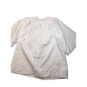 White Short Sleeve Clergy‎ Robe With Zipper Closure Size 30 Inch